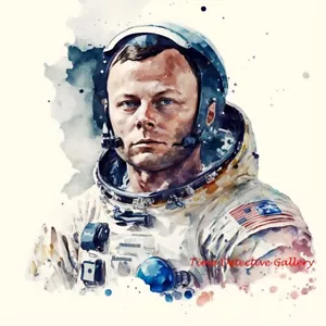 Neil Armstrong in Aquarell - Kunstdruck - Bild 1 von 1