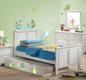 CALCOMANÍAS DE PARED DE ANIMALES DE ESTANQUE GiaNT Ranas Tortugas Grúa Pegatinas Niños Bebé Habitación Decoración - Imagen 1 de 2