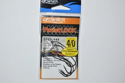 owner twistlock hooks 5167-141 black chrome 4/0 screw in yamamoto senko hook - Image 1 of 2