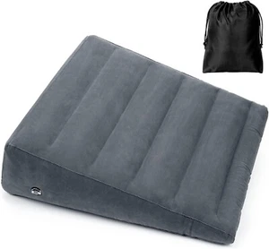 Inflatable and Portable Travel Wedge Pillow with Fast Inflation & Deflation Grey - Picture 1 of 7