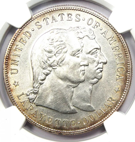 1900 Lafayette Silver Dollar $1 Coin - Certified NGC Uncirculated Detail UNC MS Cover