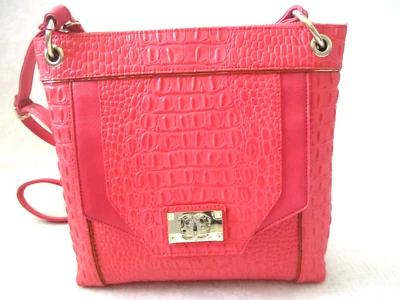 SHARIF Coral Alligator Design Leather & Man-Made Crossbody Purse - NWT - Image 1 of 4