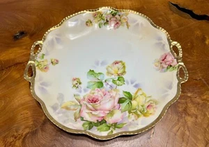 SALE Antique Royal Rudolstadt Prussia Painted Rose Gold Trim Plate - Picture 1 of 6