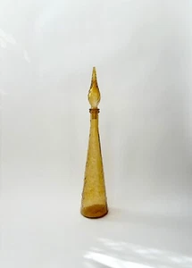 Vintage Empoli strukturiertes italienisches Glas 22" gelb Karaffe mit Stopfen - Bild 1 von 10