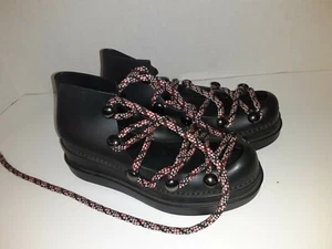 Melissa Black Rubber Mary Jane Sandals Red Laces Womens Size 6 - Picture 1 of 7