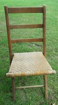Silla de campamento plegable antigua asiento de mimbre todo original raro Foto 1 de 4