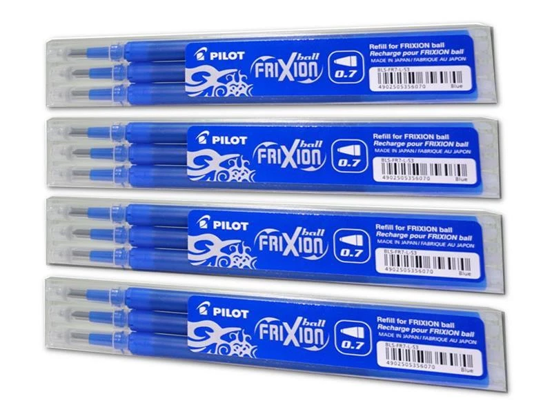 12 Pilot Frixion Ball Ersatzmine Tintenroller Kugelschreiber Blau Stift Minen  - Bild 1 von 3