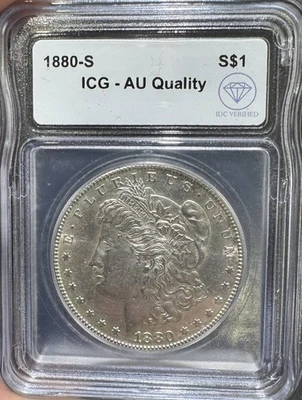 1880 S Morgan Silver Dollar ICG AU Quality IDC Verified - Image 1 of 2