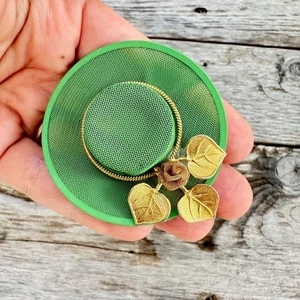 Broche sombrero verde joyería vintage broche sombrero prendedor - Imagen 1 de 2