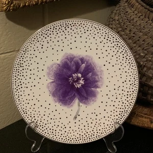 Bernardaud Limoges Top Pfingstrose 8 3/8" Violett Akzent Salatteller mit Etikett Makellos - Bild 1 von 10
