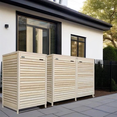 FAIRPREIS-DESIGN Mülltonnenverkleidung für 3 Tonnen bis 240L mit Rückwand in natur ADRIA24