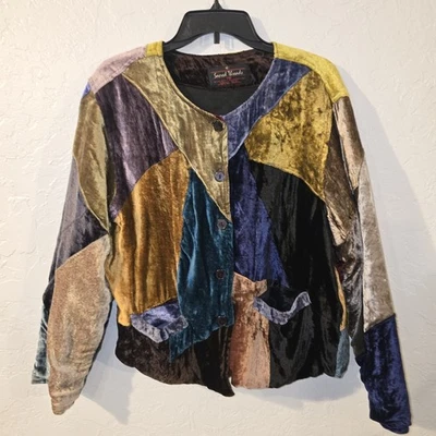 Cárdigan Chaqueta Terciopelo Patchwork Boho Botón Gitano Sacred Threads S/M Foto 1 de 4
