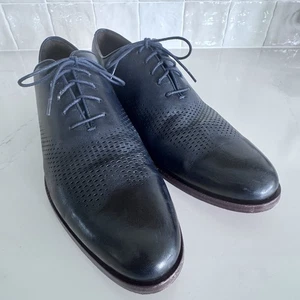 Cole Haan Washington Laser Wingtip Oxford Mens 11.5 Navy Grand OS Leather Shoes - Picture 1 of 7