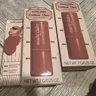 2 Pack MARIE CLAIRE Paris Contour Stick Warm Brown Blendable New & FREE SHIP - Image 1 of 3