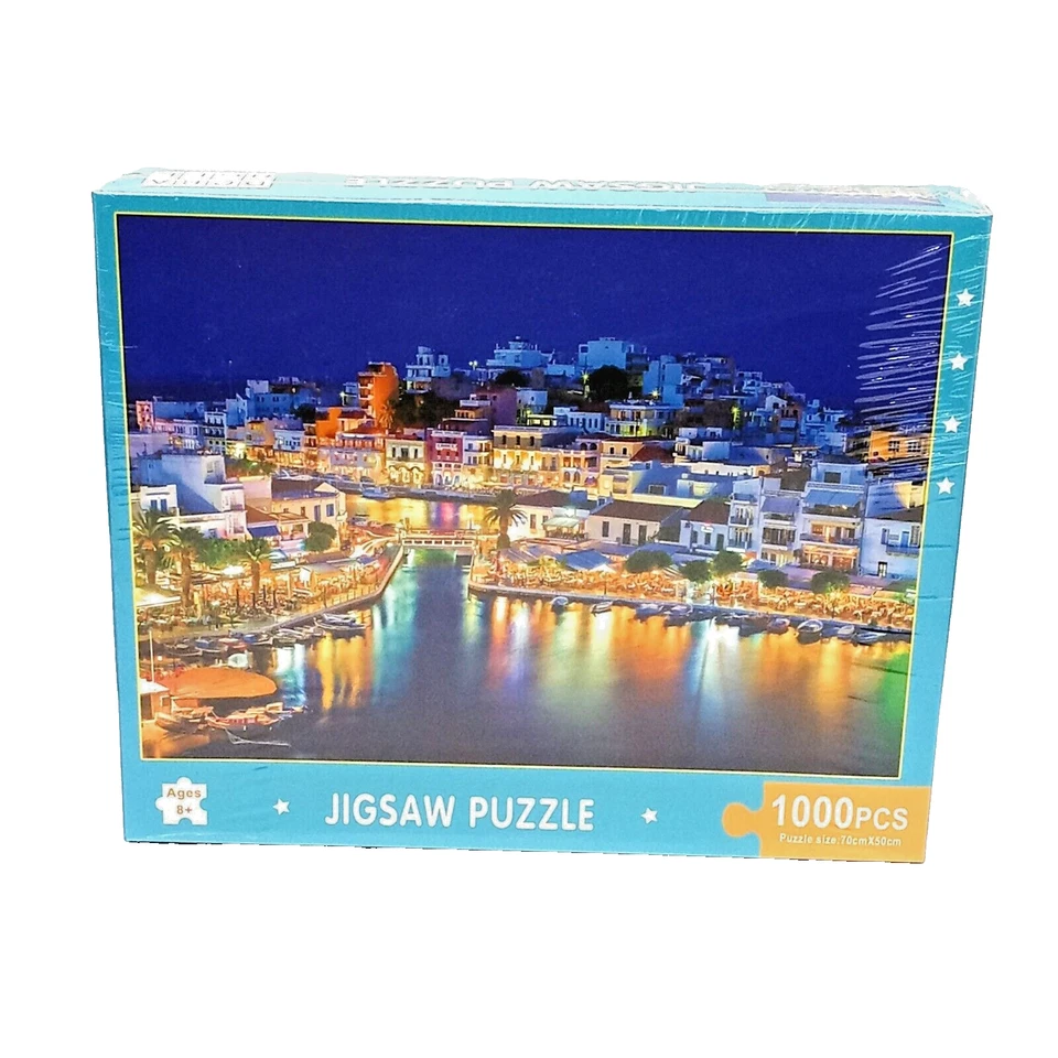 DCBA HGFE Orange Blue Rainy Night Park Walk 1000 Piece Jigsaw Puzzle K-3313