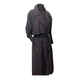 stunning Nuage Long Raincoat Trench Coat Womens sz 16 navy Crosshatch Cape Top - Picture 1 of 18