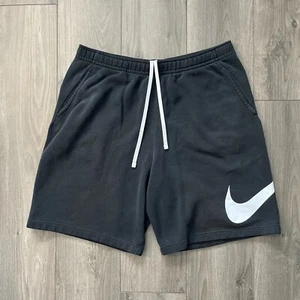 Nike Mens 2XL Athletic Sweat Shorts Black Big Swoosh Drawstring - Picture 1 of 9