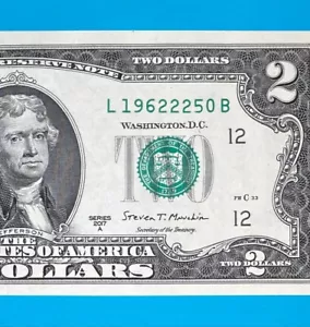 1962 February 25 : L 19622250 B BIRTHDAY Note $2 Two Dollar Bill *UNC* - Picture 1 of 3