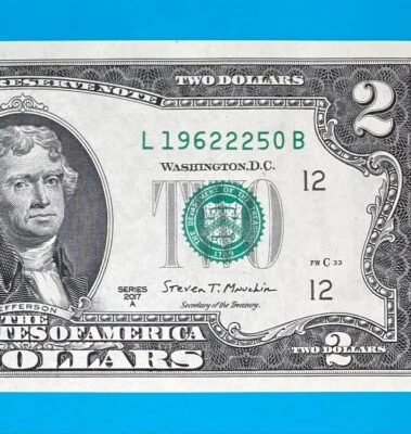 1962 February 25 : L 19622250 B BIRTHDAY Note $2 Two Dollar Bill *UNC* - Image 1 of 3