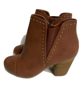 Womens Lauren Conrad Ankle Boots Dress Booties Stacked Heels Brown sz 10Wide - Picture 1 of 8