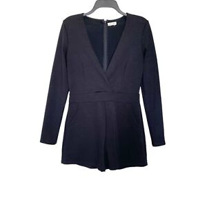 SILENT + NOISE Urban Outfitters Romper Shorts Sz XS V Neckline Black Long Sleeve