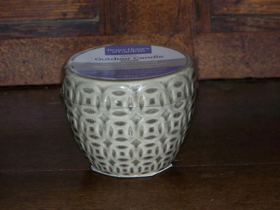Beige Ceramic 9.77 ounce OUTDOOR candle rosemary and citronella scented - Image 1 of 1