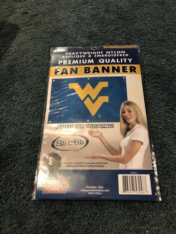 WEST VIRGINIA MOUNTAINEERS WALL BANNER FLAG 2’ X 3’ Foot Applique & Embroidered Cover