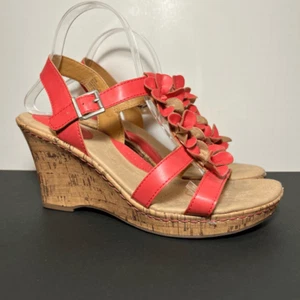 Womens B.O.C. Born Concept Evita Coral Pink Wedge Sandals / Size 10 Medium - Picture 1 of 8