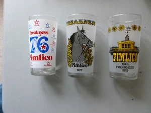PREAKNESS GLASSES 1976 - 1977 -  & 1979 -  ALL UNUSED PERFECT CONDITION - Picture 1 of 7