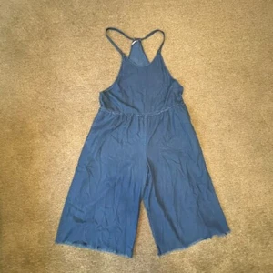 Mono Free People Cambray L Espalda Corredora Pierna Ancha Recortado Dobladillo Crudo Boho - Imagen 1 de 11