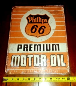 Phillips 66 MOTOR OIL - LETRERO DE GASOLINERA DE METAL NUEVO - HECHO EN EE. UU. - Imagen 1 de 4
