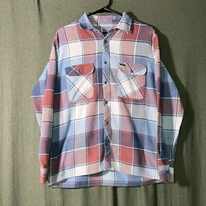 Brixton Flannel Shirt Red Blue Plaid Standard Fit Button Up Men's Medium - Picture 1 of 7