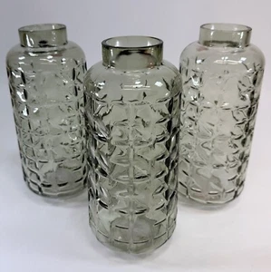 Decorative Greenish Grey Glass Gourd Vases Star Pattern Hobby Lobby Set of 3 - Picture 1 of 5