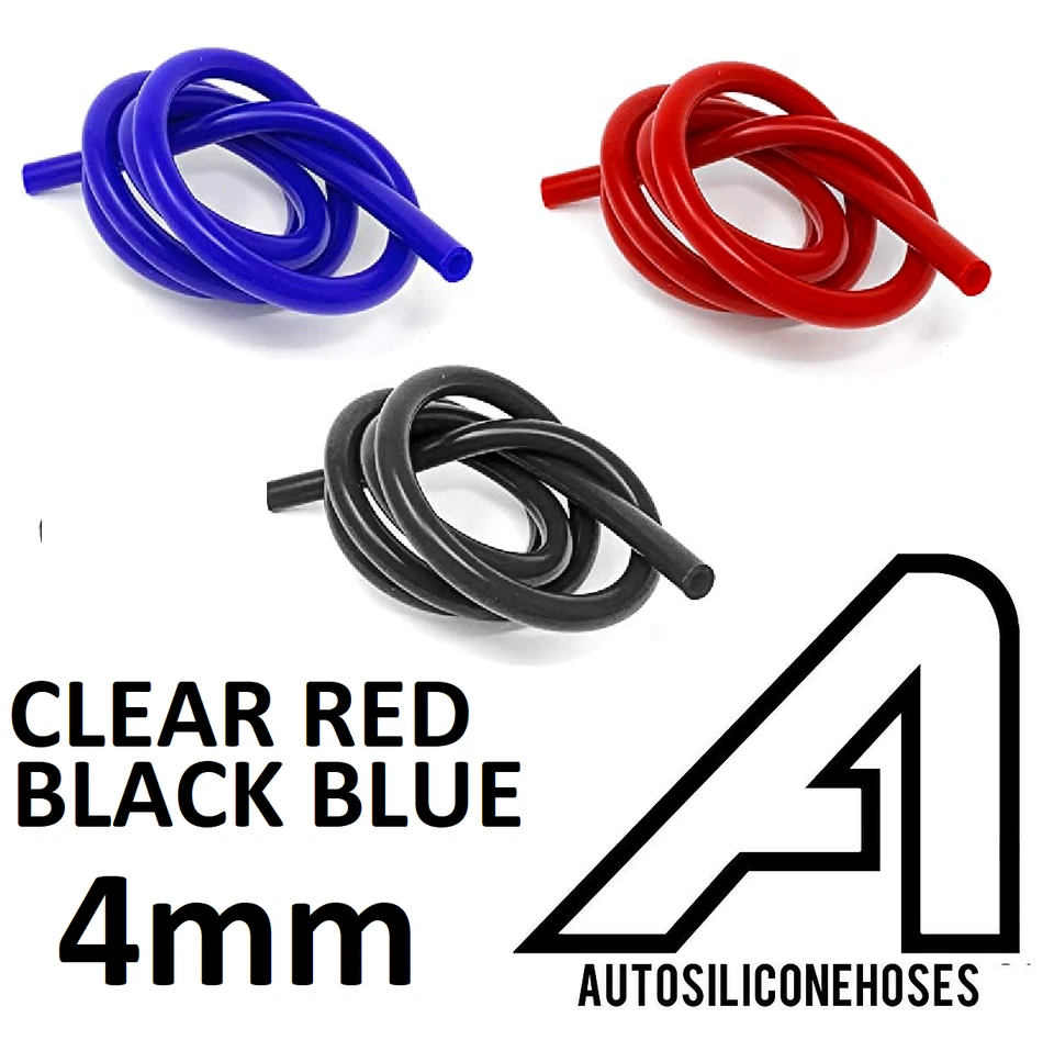 AUTOSILICONEHOSES 4mm Silicone Vacuum Hose - Tube Pipe Hose Turbo Boost Water Air Coolant Valve