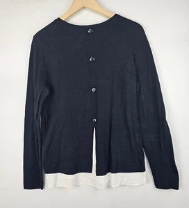 Suéter Jill Mujer Negro Capas Blanco Botón Espalda Detalle Manga Larga Pequeño - Imagen 1 de 4