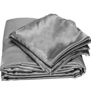 Set lenzuola 4 pezzi 100% seta con federa bianco grigio massello king queen completo - Foto 1 di 12