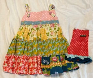 Matilda Jane Tiered Knot Dress Good Hart Girls & Lifesaver Shorties EUC Size 4 - Picture 1 of 6