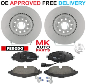 GENUINE FERODO FRONT BRAKE DISCS AND PADS SET FOR VW GOLF MK7 2.0 GTI 2013-2017 - Picture 1 of 9