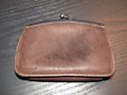 Vintage Fossil Brown Leather Kiss Lock Coin Purse Card Holder Clutch Wallet