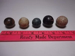 5 LARGE ASSORTED OLD ANTIQUE CLAY COLORED MARBLES NICE CONDITION BENNINGTON? 5 - Picture 1 of 6