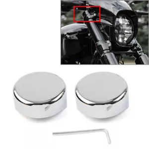 For Harley Softail Breakout FXBR FXBRS 2018-2023 2* Chrome/Black Upper Fork Caps - Picture 1 of 8