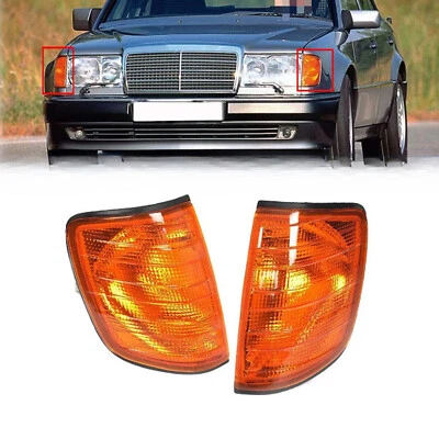 Pair Corner Turn Signal Light Shell Amber For Mercedes Benz W124 E Class 85-95  - Изображение 1 из 4