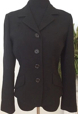Chaqueta Blazer Vertigo Paris Mujer Carrera 4 Botones 100% Lana Negra Talla M Usada en Excelente Condición Foto 1 de 4