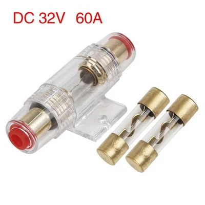 60 Amp AGU Fuse AWG In-Line Holder 4 6 8 Gauge for Car Audio Video Stereo - Image 1 of 4