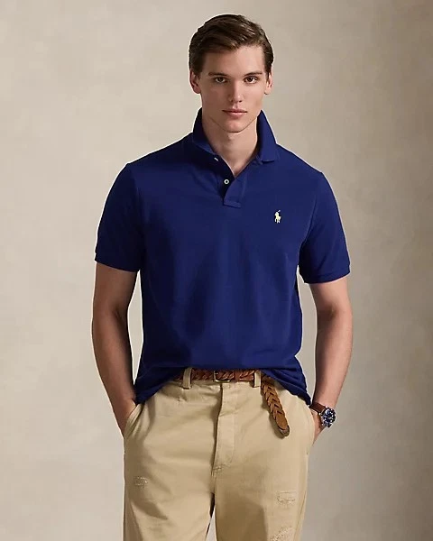 Polo Ralph Lauren Mens Draft Blue Signature Collared Polo Shirt S BHFO 3395
