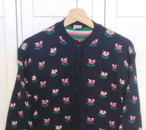 Vintage Floral Cardigan Approx 8-10 Cottage Rose Navy - Picture 1 of 9