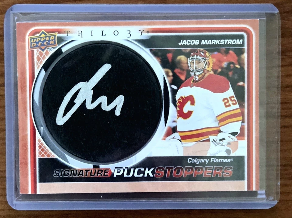 2022-23 Upper Deck Trilogy Signature Puck Stoppers Jacob Markstrom Auto SP - Image 1 of 1