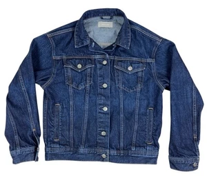 Chaqueta de camionero Everlane para mujer talla pequeña 100 % algodón azul denim EXCELENTE - Imagen 1 de 12
