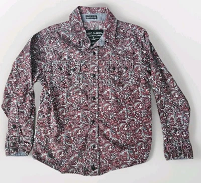 Коди Джеймс Western красный пейсли печать длинным рукавом жемчуг кнопка вверх детей 4T - Изображение 1 из 4