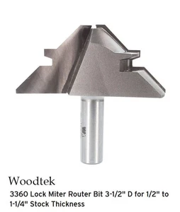 WOODTEK/WHITESIDE 3360 lock miter router bit 1/2" NEVER USED - Picture 1 of 3